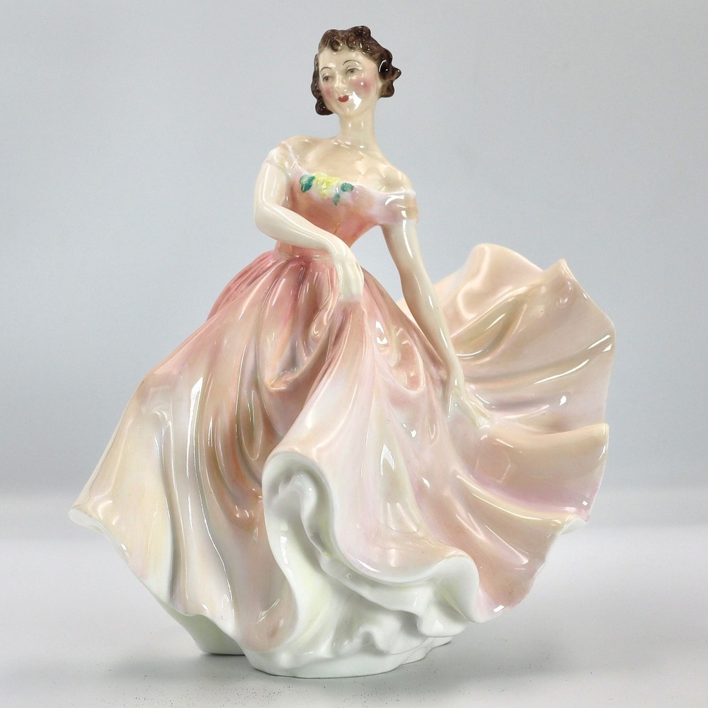 Royal Doulton The Polka Figurine Pink Dress HN2156 Vintage Bone China Lady Decor